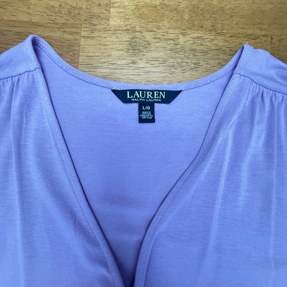 Lauren Ralph Lauren Jersey Lilac Wrap Blouse L - Picture 4 of 4